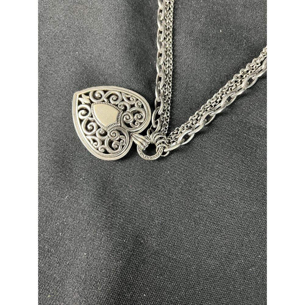 BRIGHTON HEART NECKLACE Scroll Reversible Pendant Multi Chain With Box Gift - Picture 8 of 9